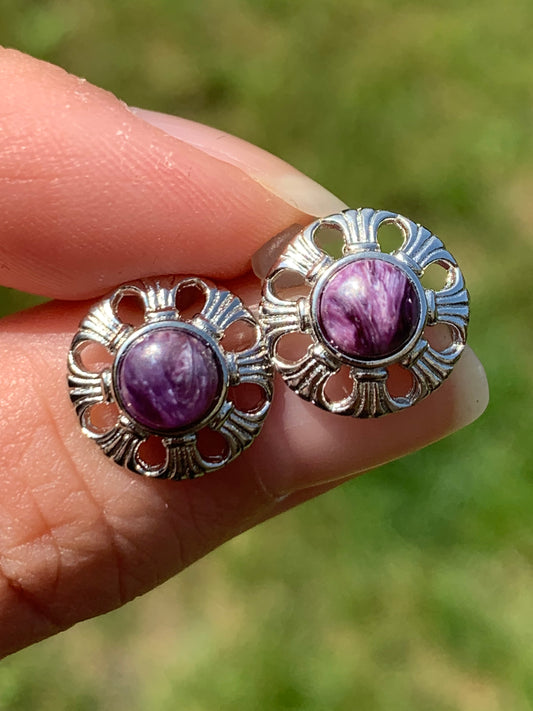 Boucles d’oreilles charoite