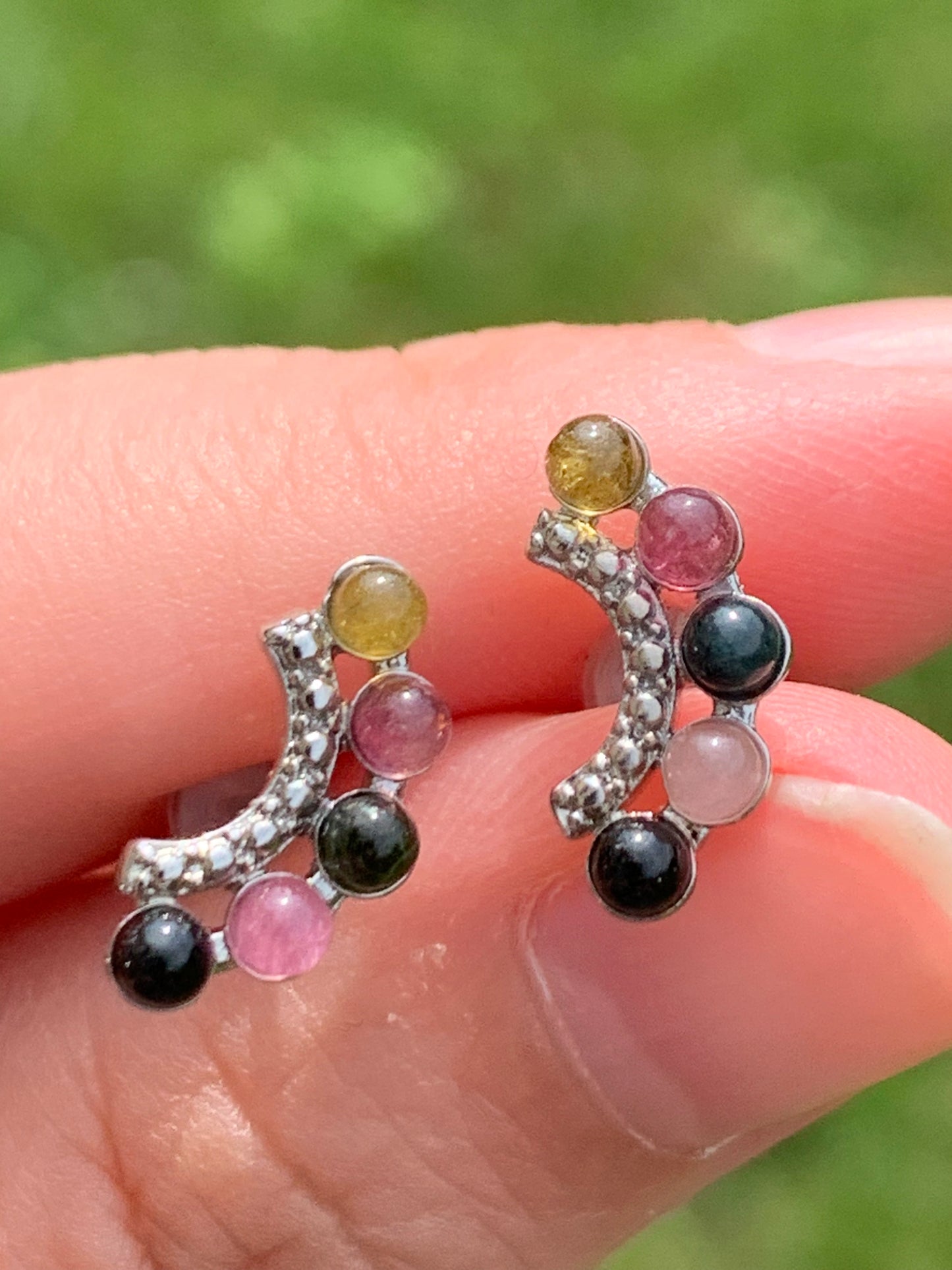 Boucles d’oreilles tourmaline multicolore