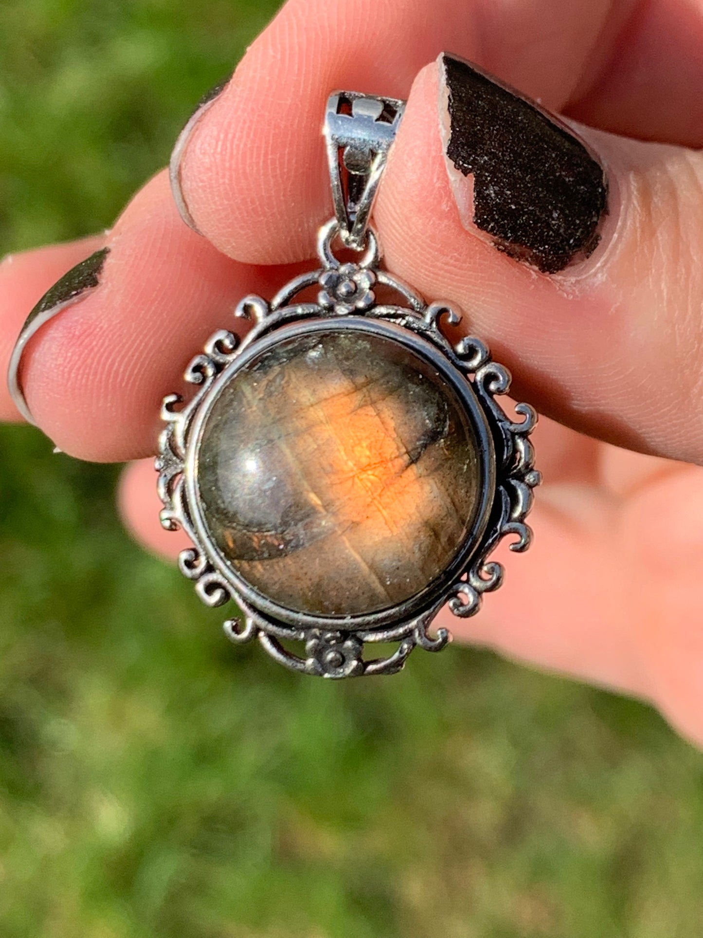 Pendentif labradorite orange