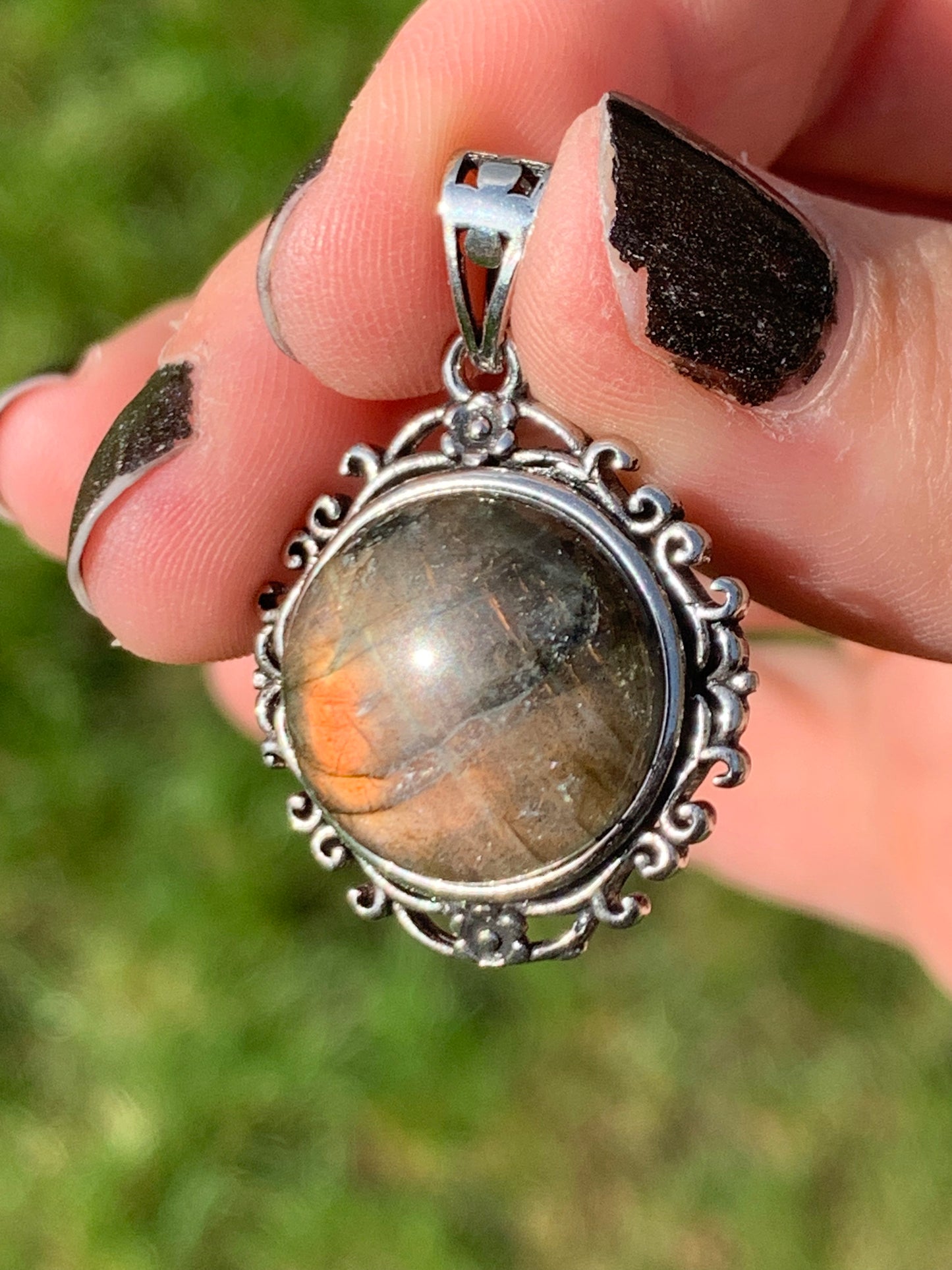 Pendentif labradorite orange