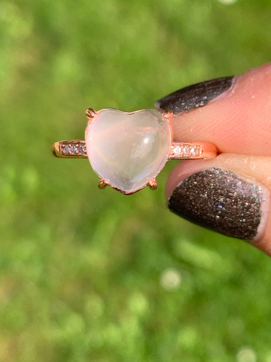 Bague quartz rose coeur