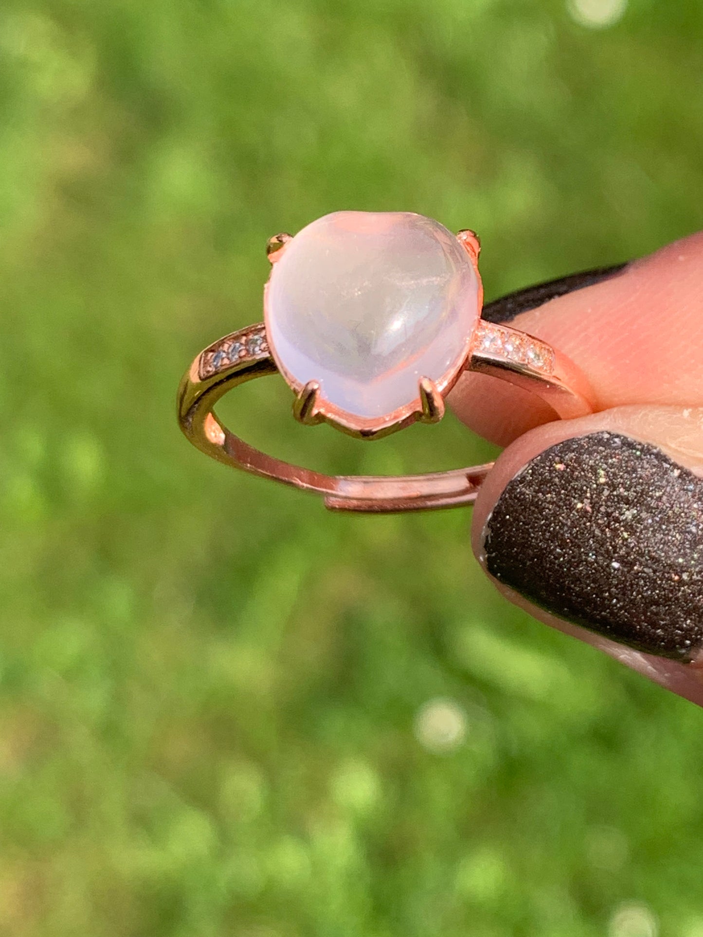 Bague quartz rose coeur