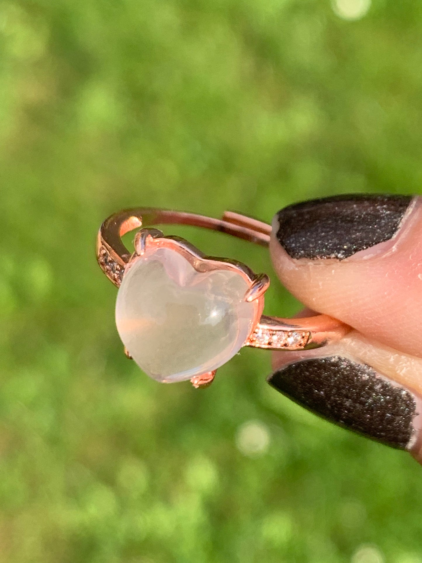 Bague quartz rose coeur