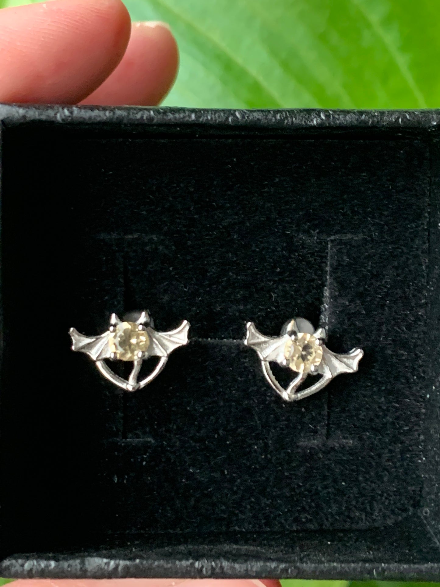 Boucles d’oreilles chauve souris citrine