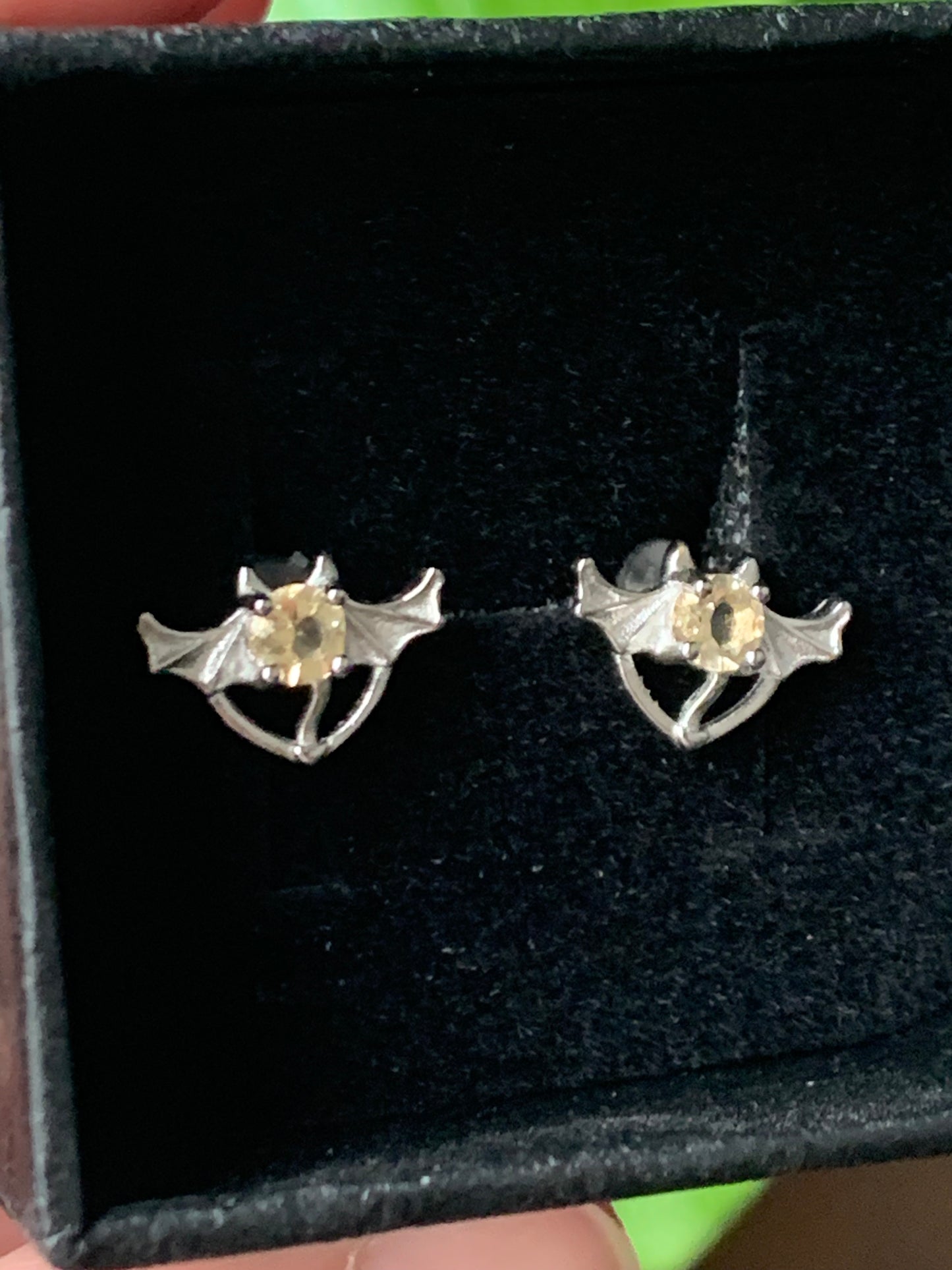 Boucles d’oreilles chauve souris citrine