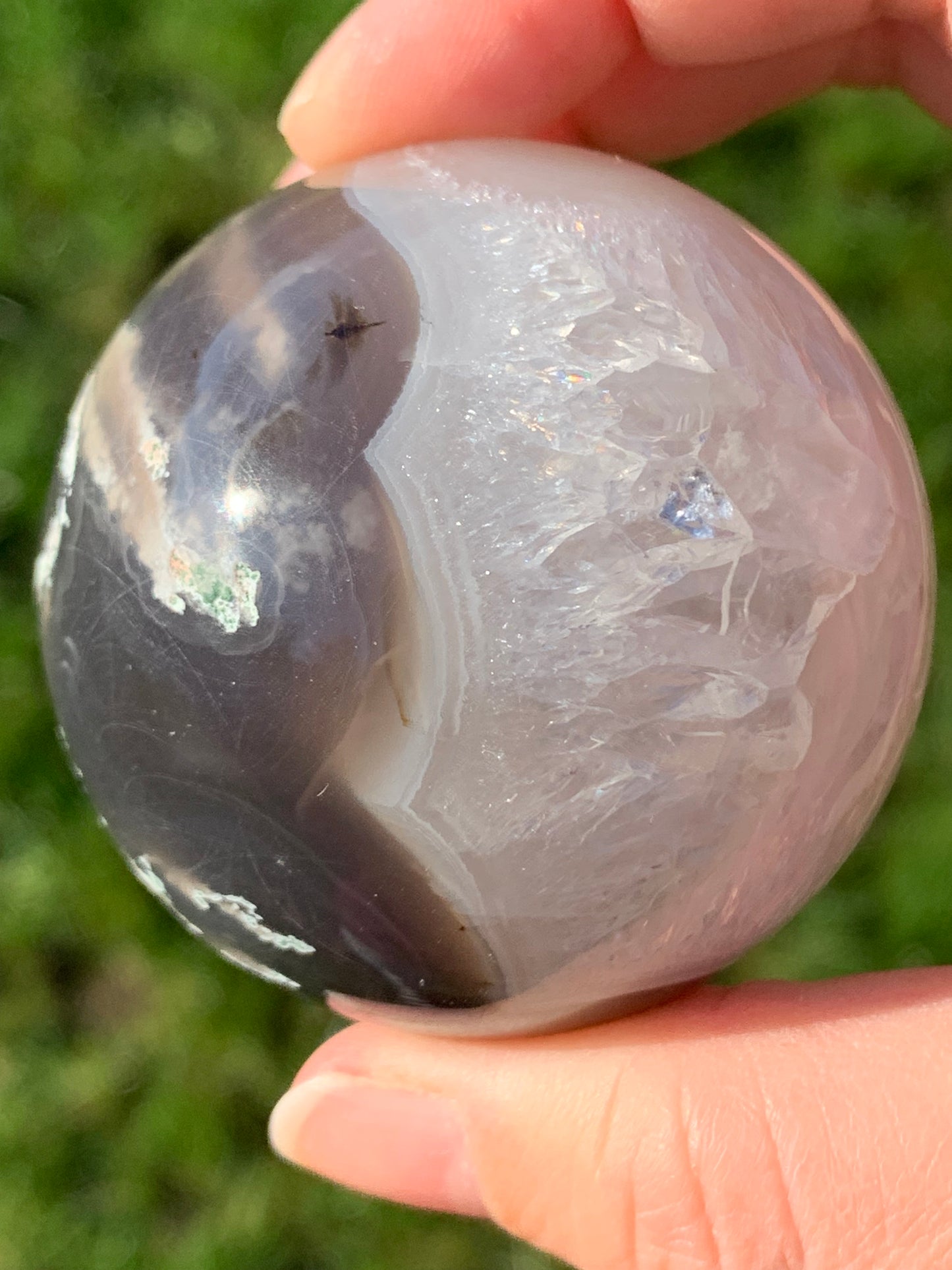 Sphère agate mousse grise