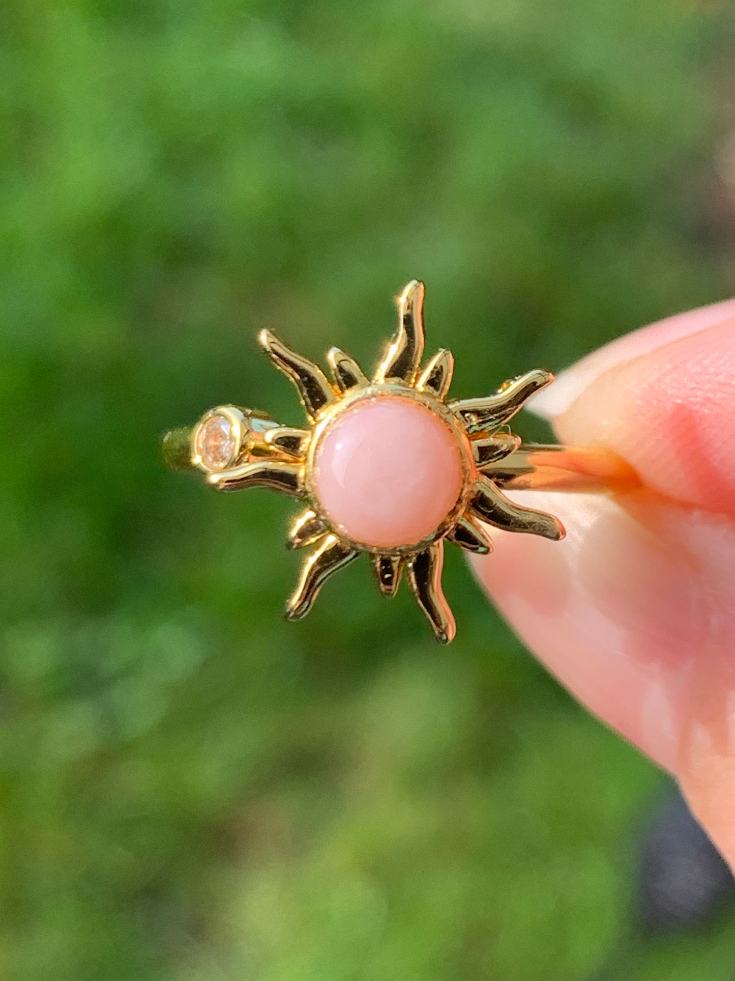 Bague anti stress opale rose