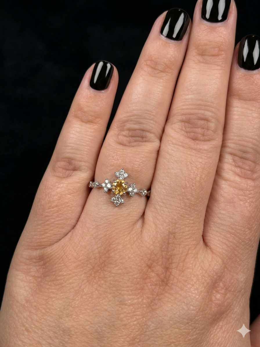 Anillo de cruz de citrino