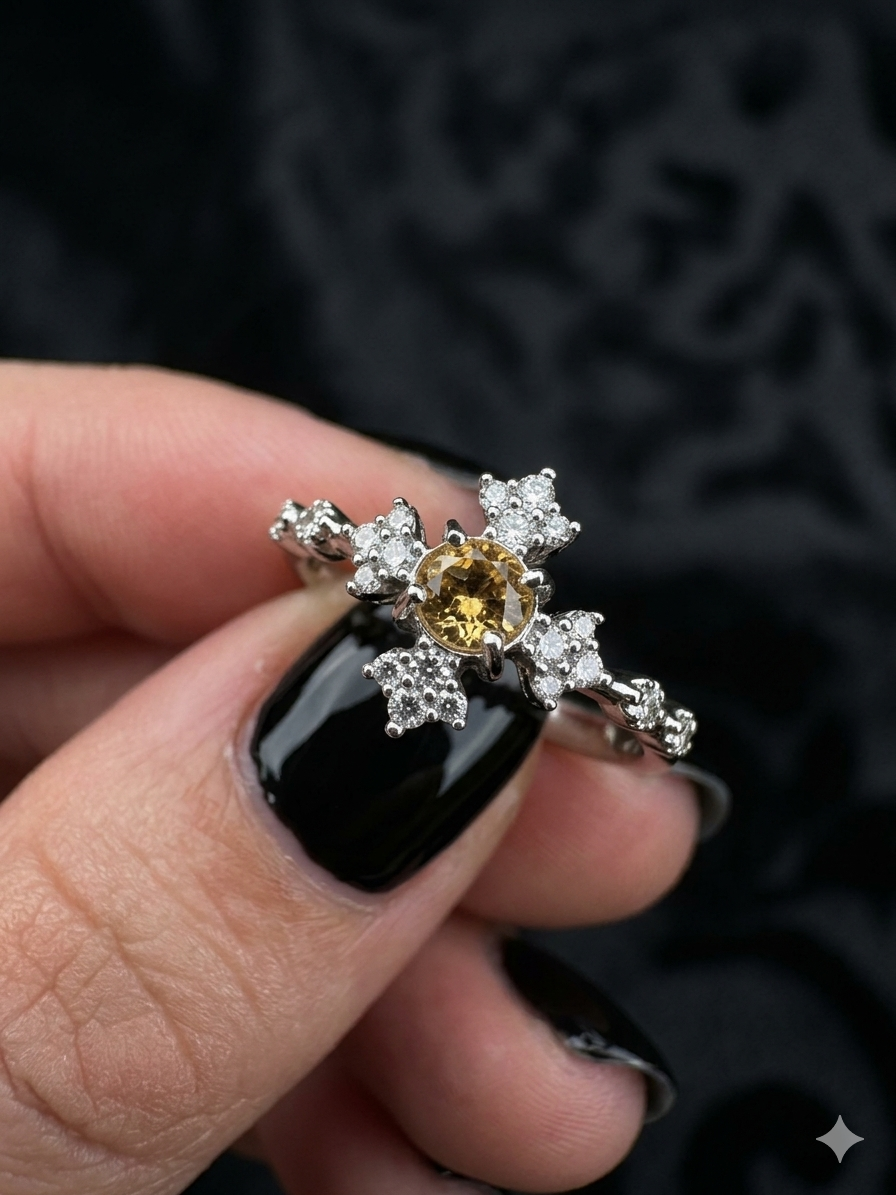 Anillo de cruz de citrino