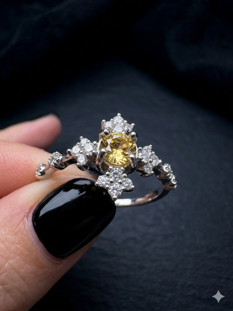 Anillo de cruz de citrino
