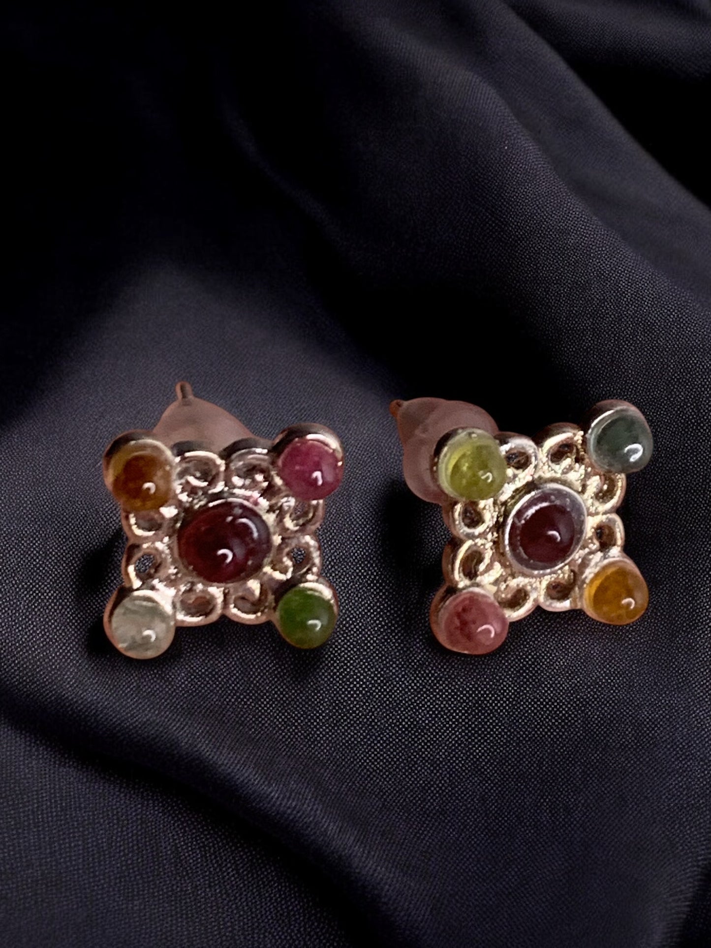 Boucles d’oreilles tourmaline multicolore