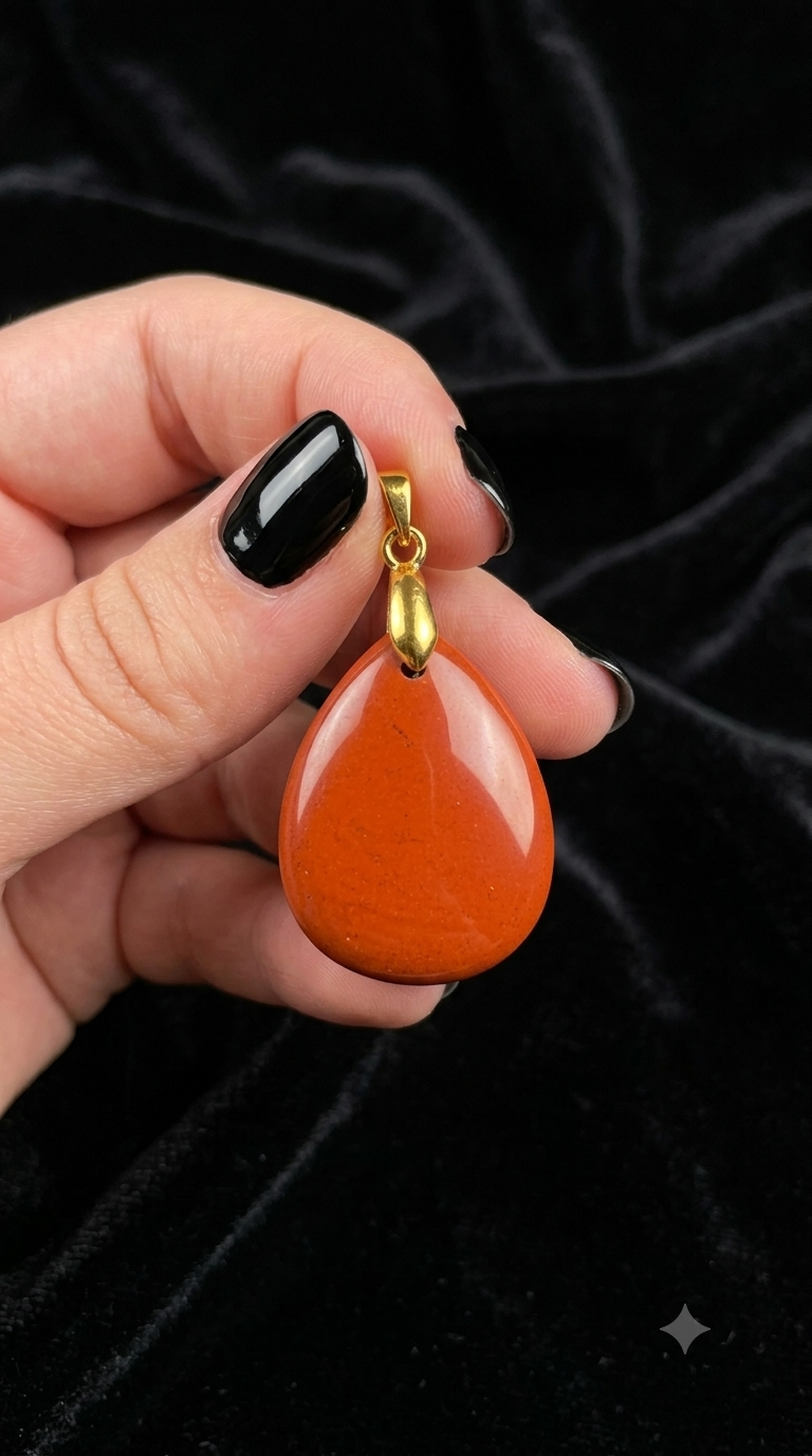 Pendentif goutte jaspe rouge
