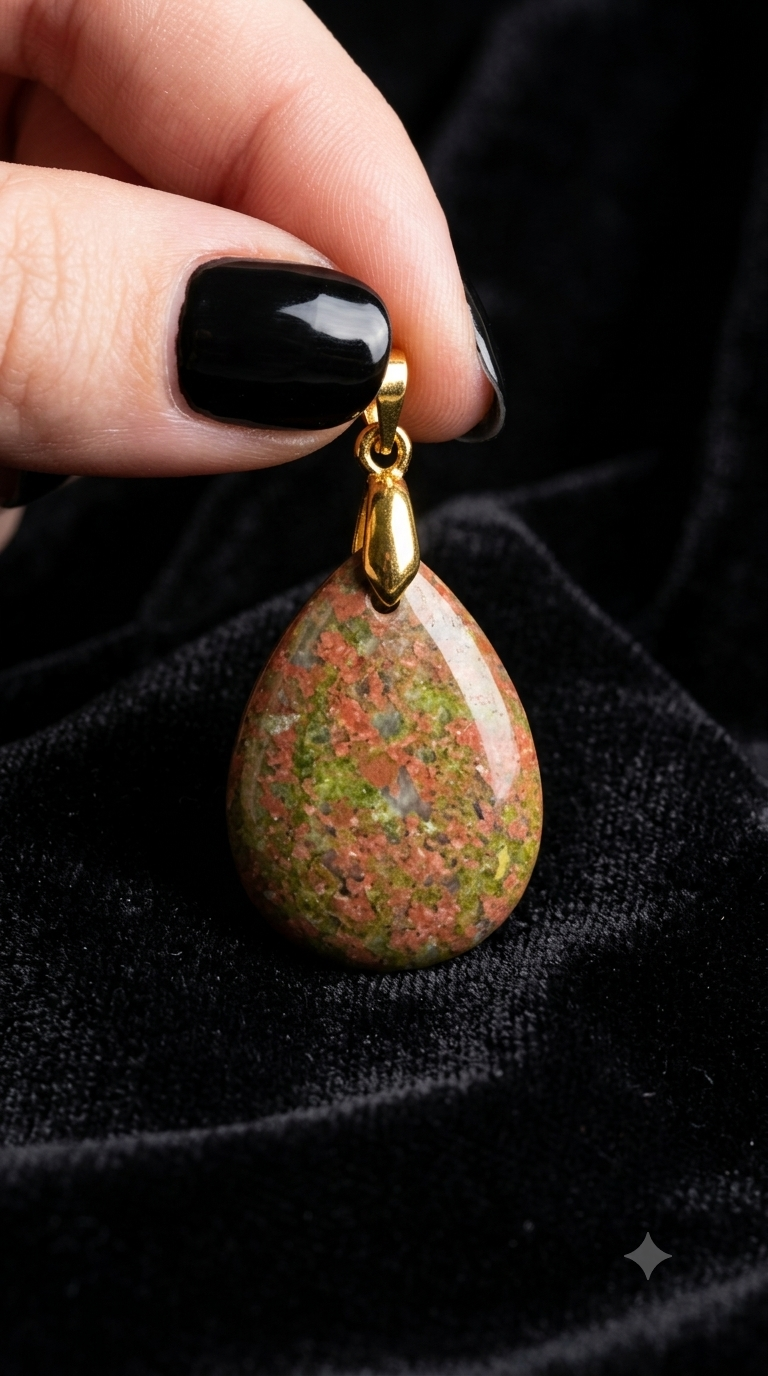 Pendentif goutte unakite
