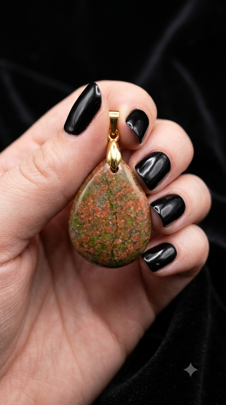 Pendentif goutte unakite