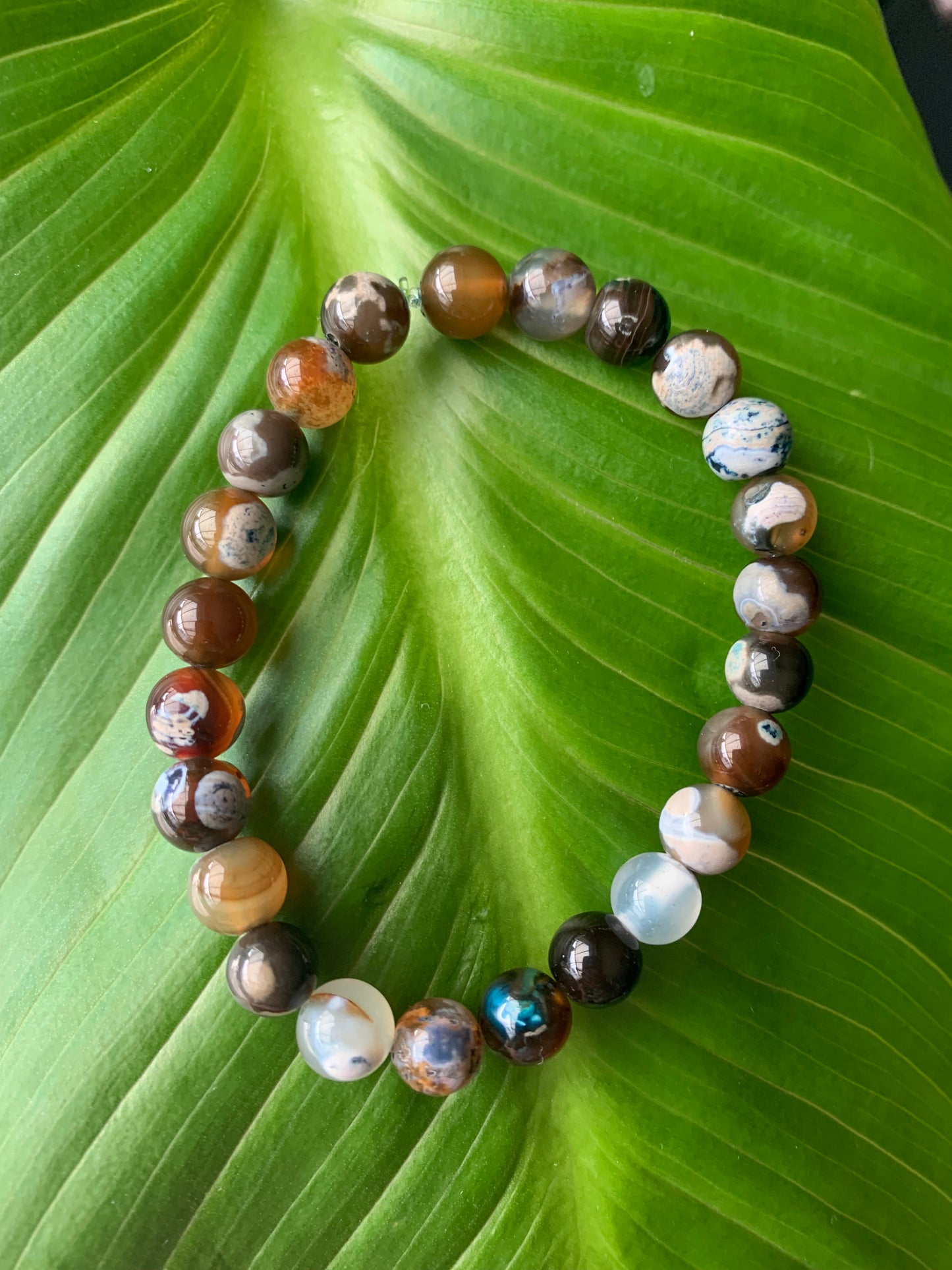 Bracelet en Agate Bleue et Noire