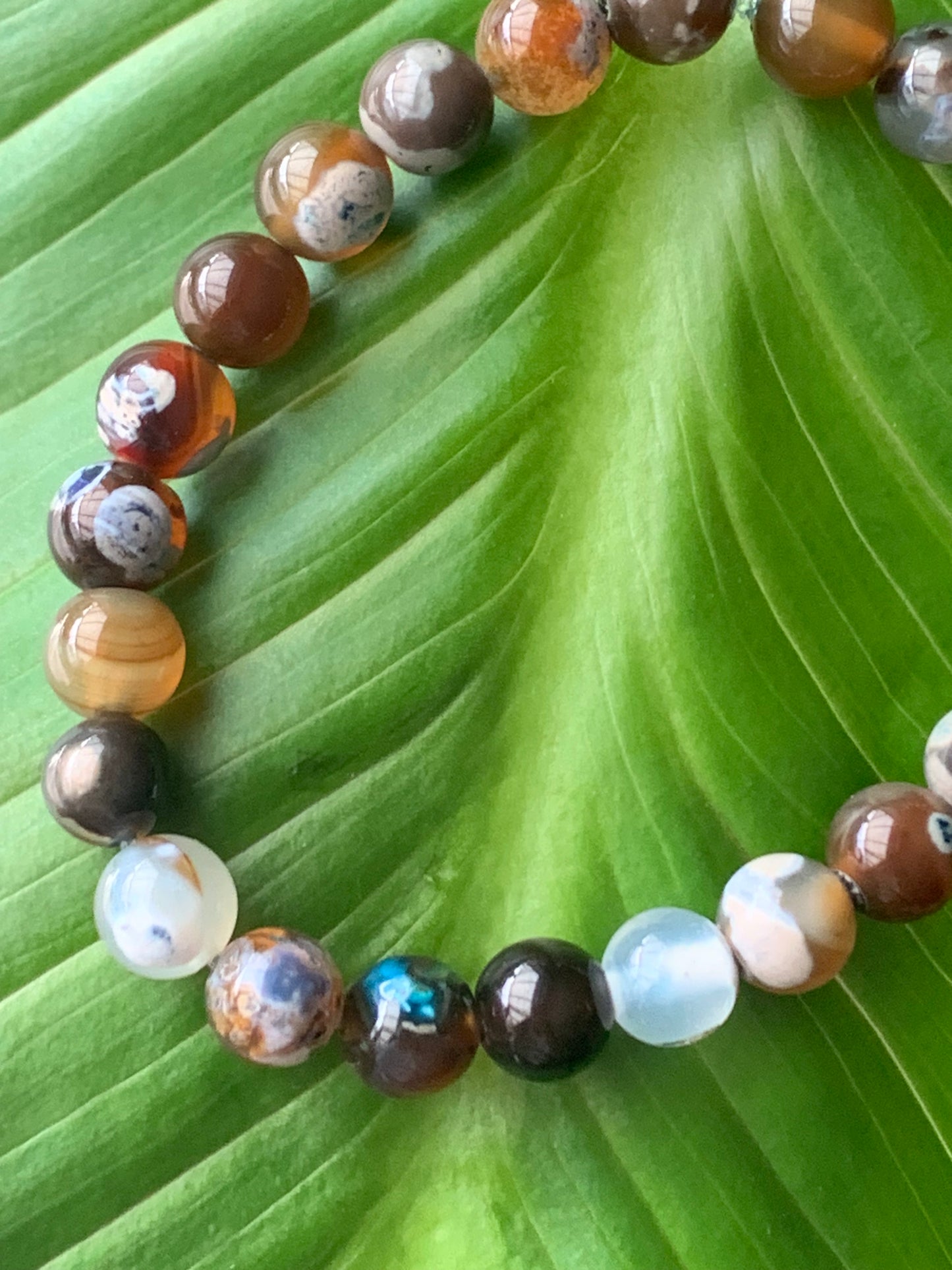 Bracelet en Agate Bleue et Noire