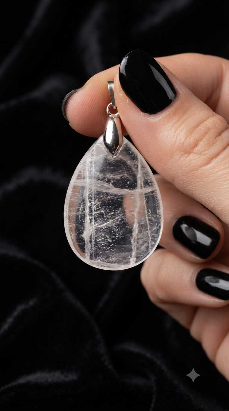 Pendentif goutte cristal de roche