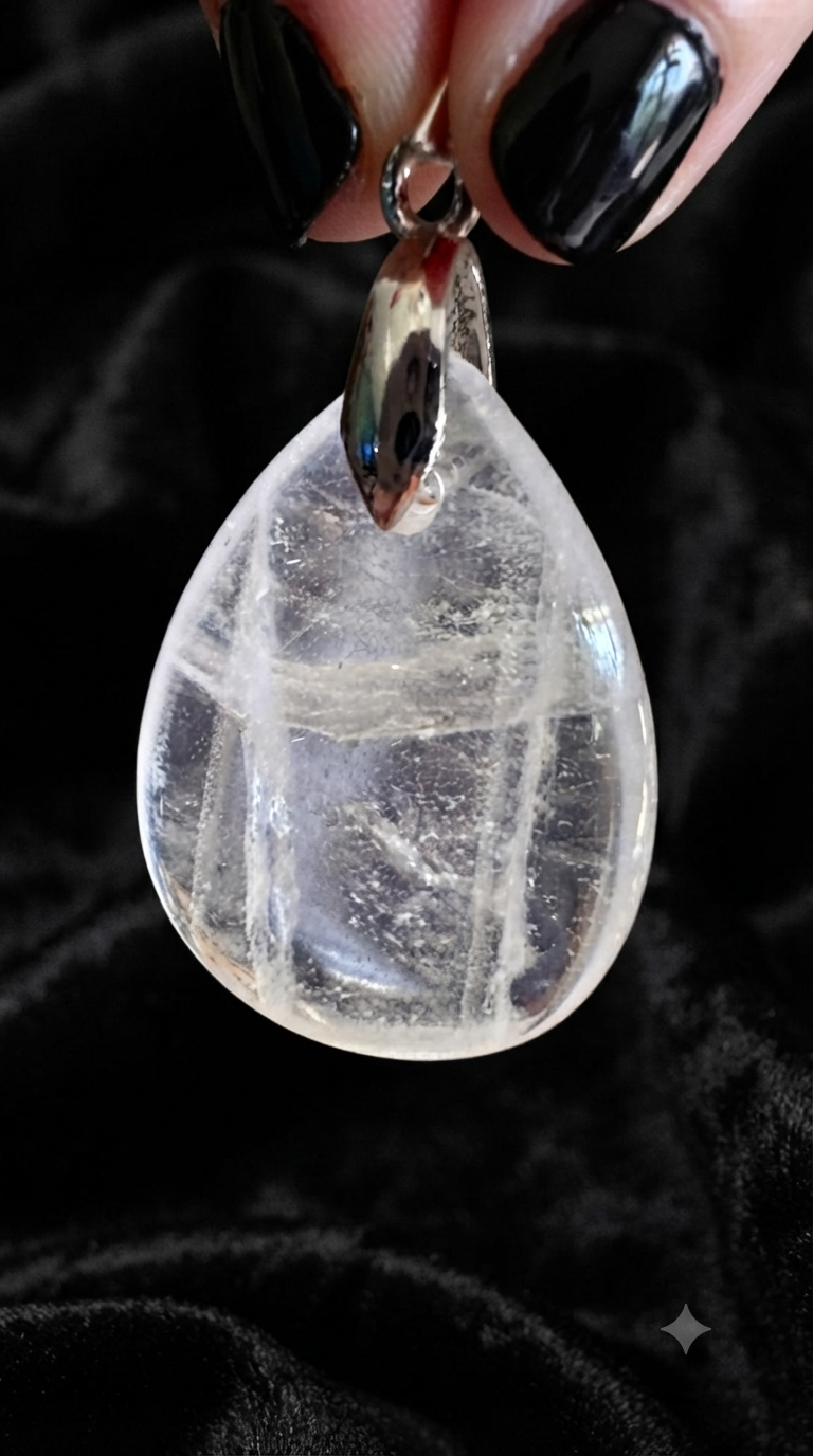 Pendentif goutte cristal de roche