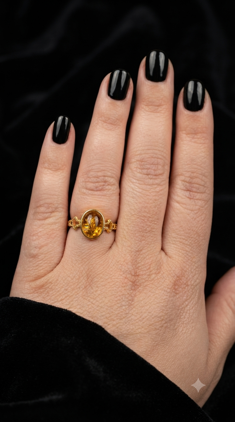 Bague citrine dorée