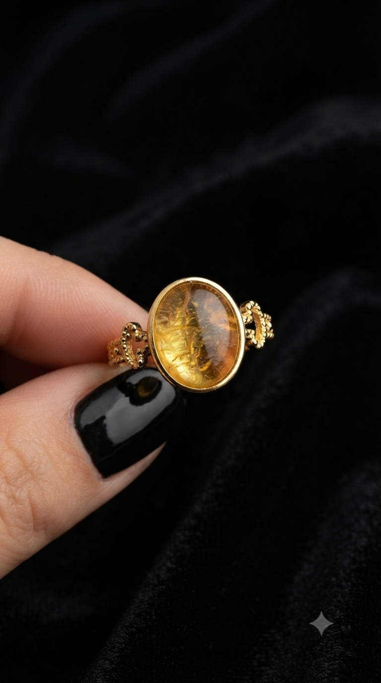Bague citrine dorée