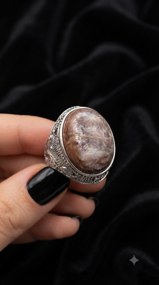 Bague Lépidolite gemme