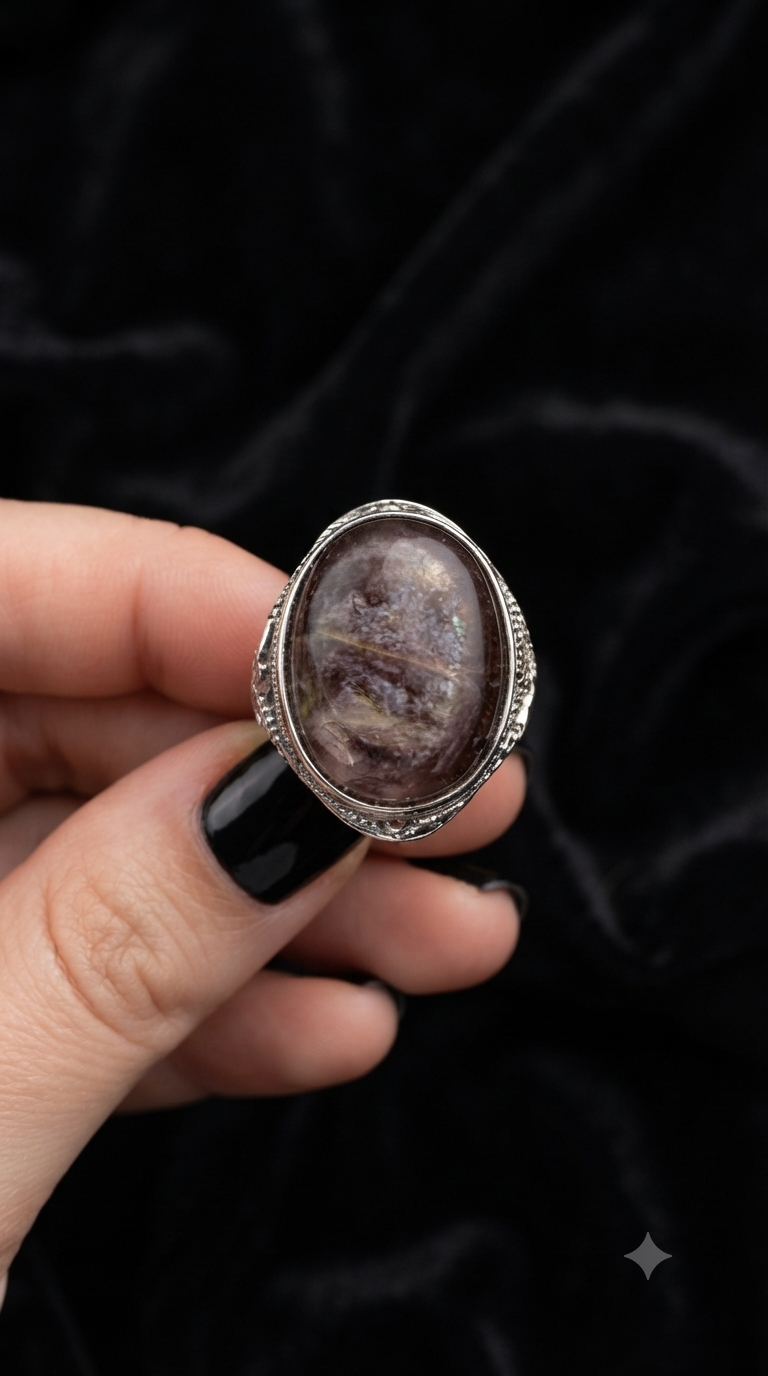 Bague Lépidolite gemme