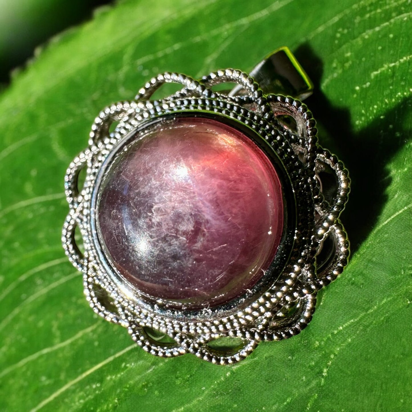 Gemstone quality Lepidolite pendant