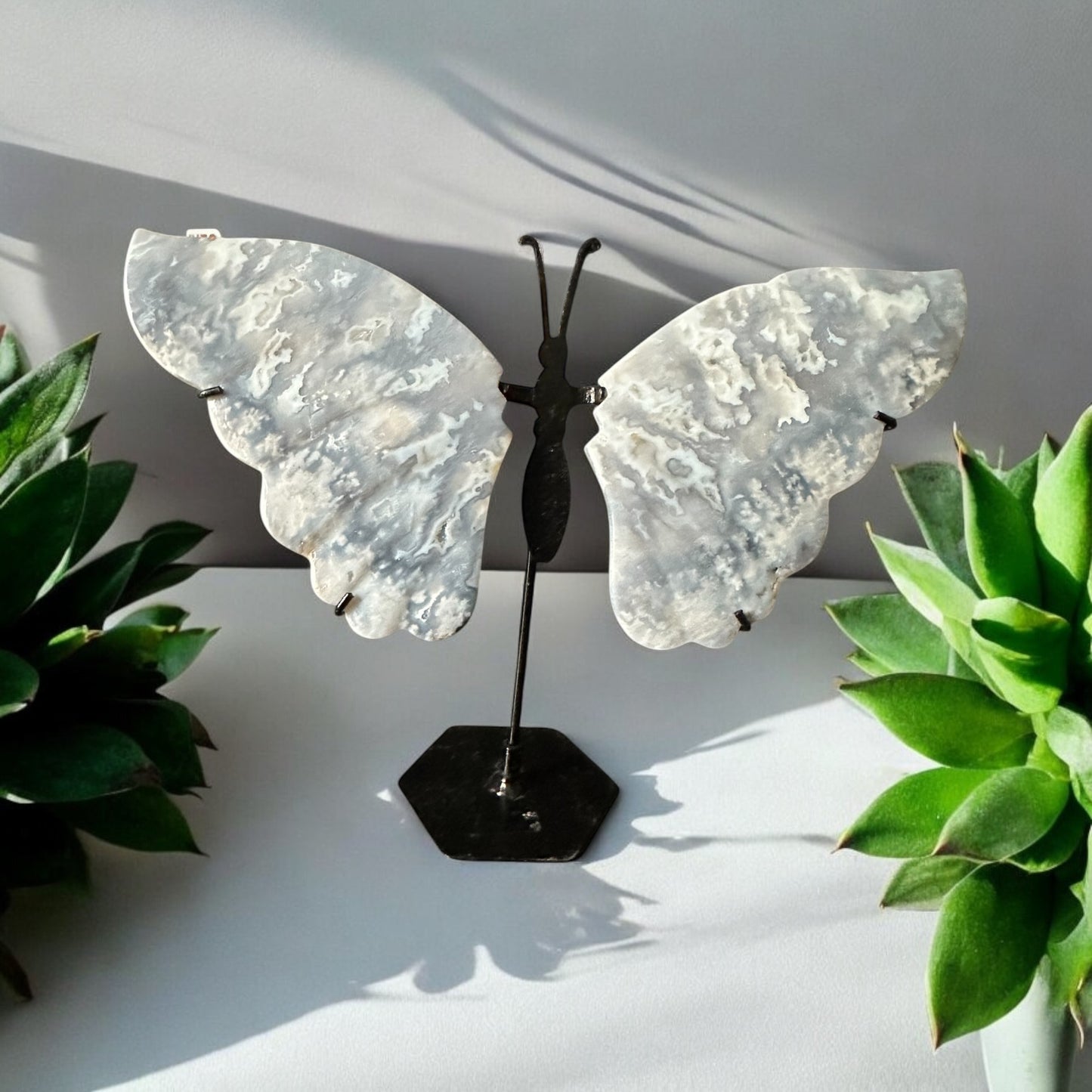 Blue feather agate butterfly