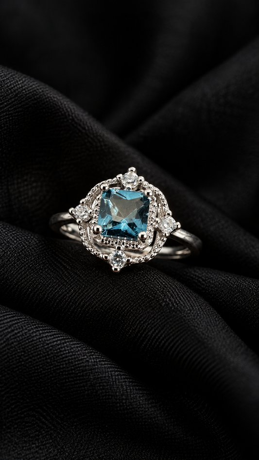 Bague topaze bleu