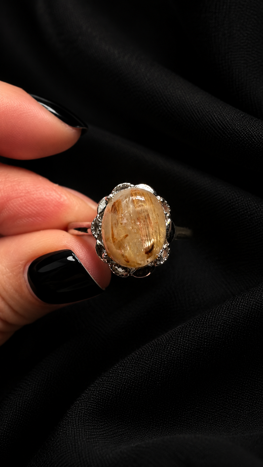 Bague en quartz rutile doré 1