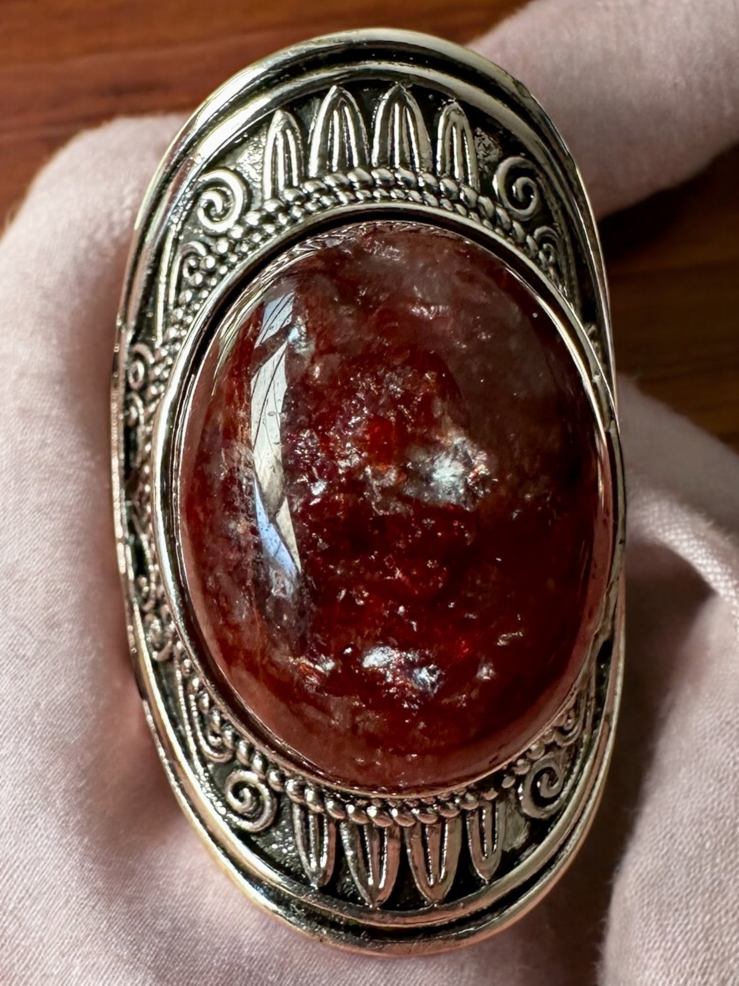 Grosse bague quartz hematoide