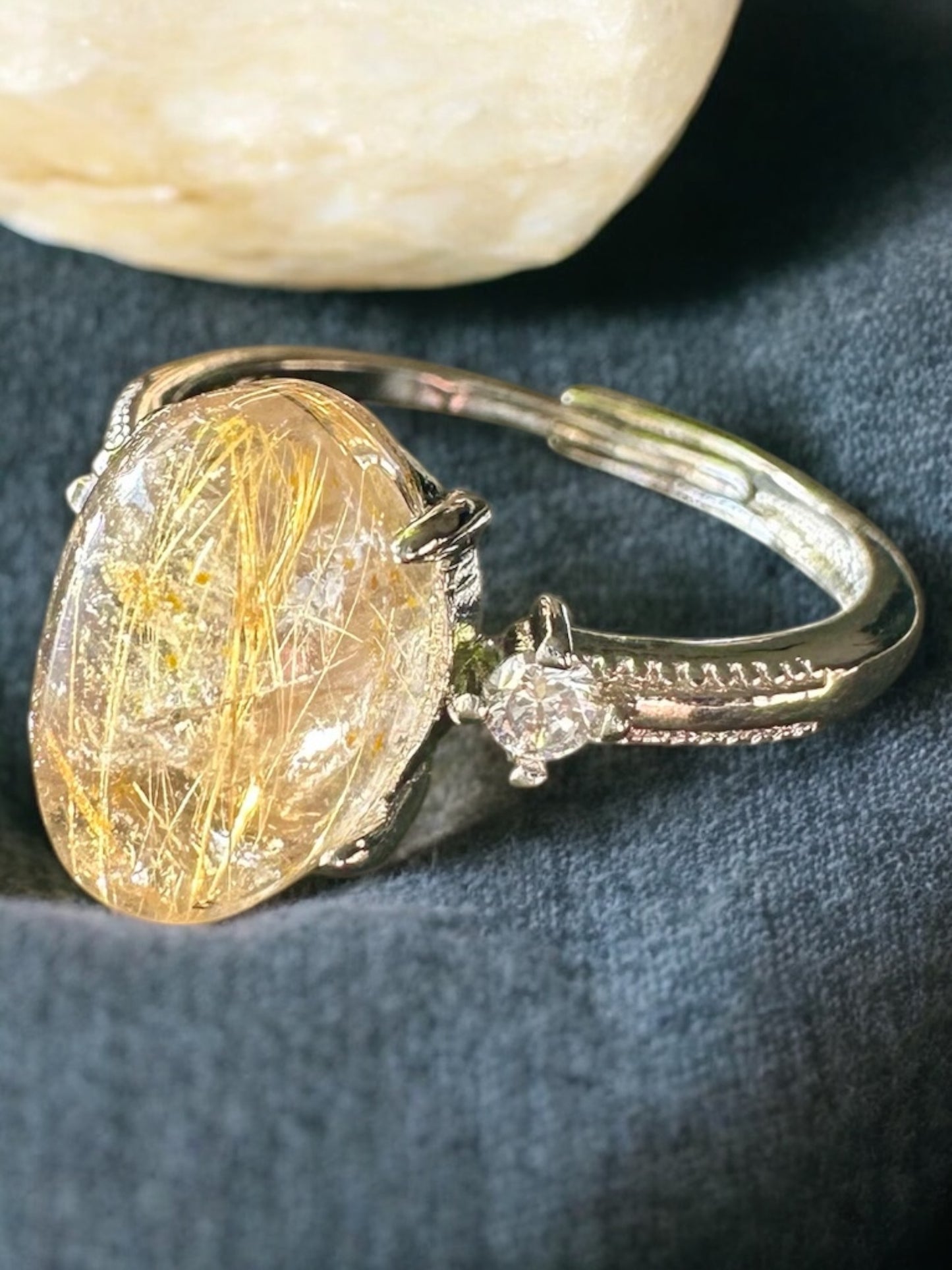 Golden rutilated quartz ring 2