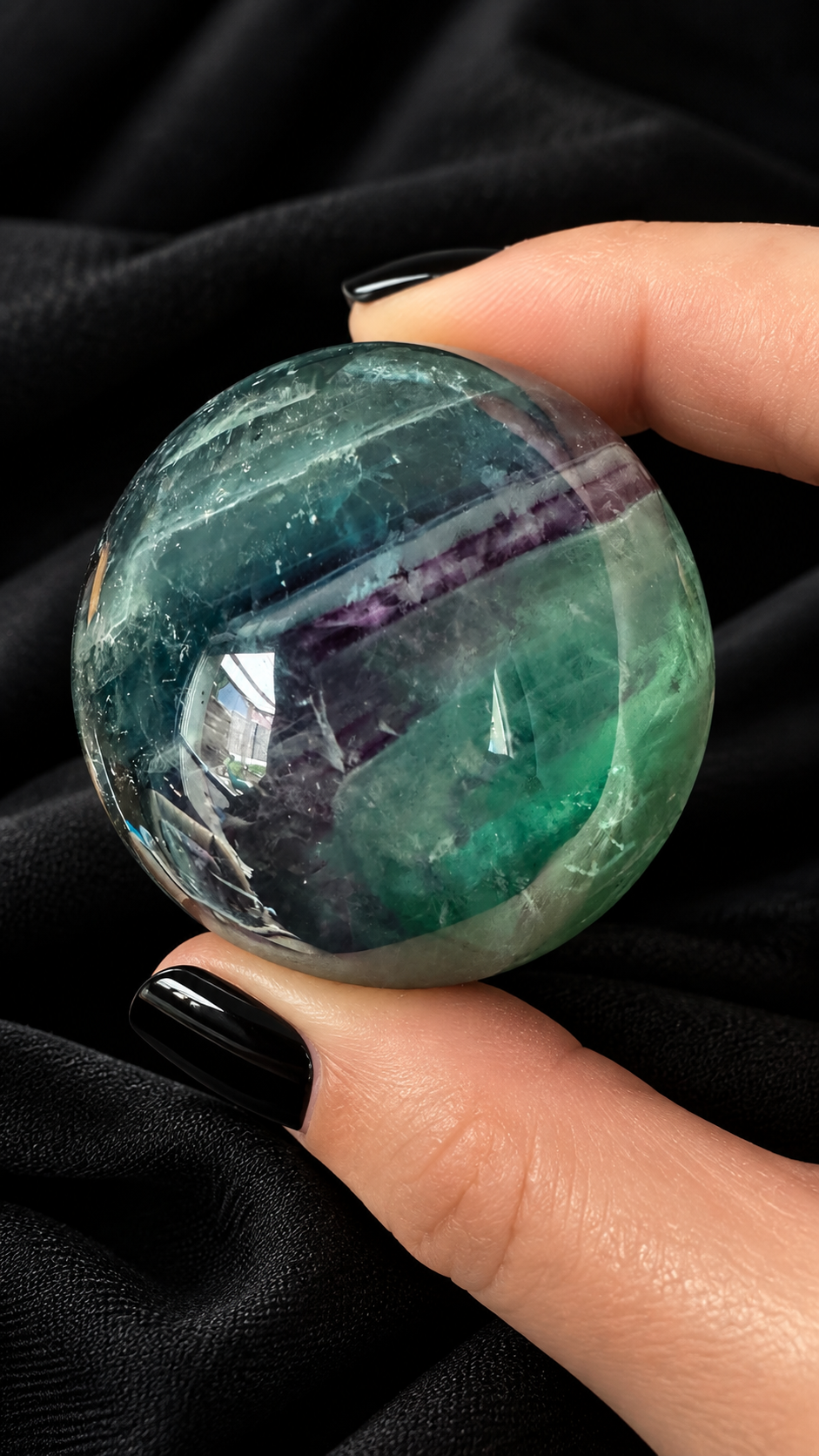 Sphère fluorite plume 44