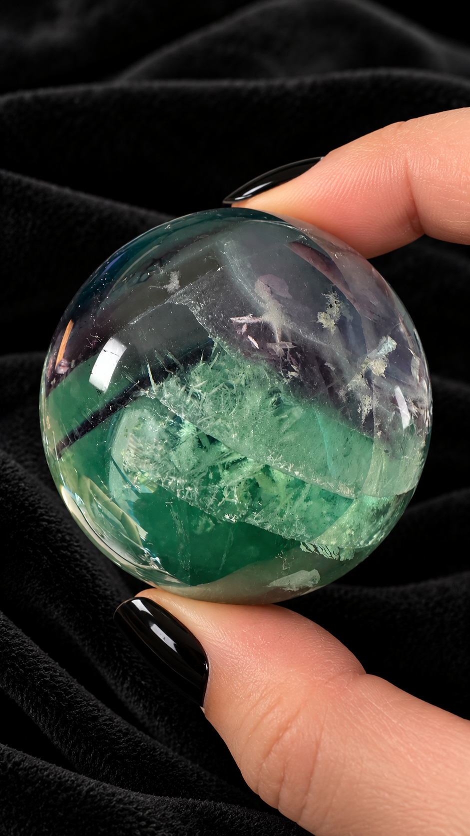 Sphère fluorite plume 44