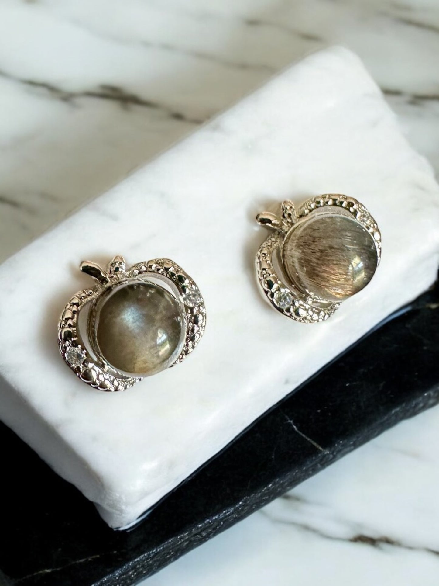 Boucles d’oreilles labradorite pomme