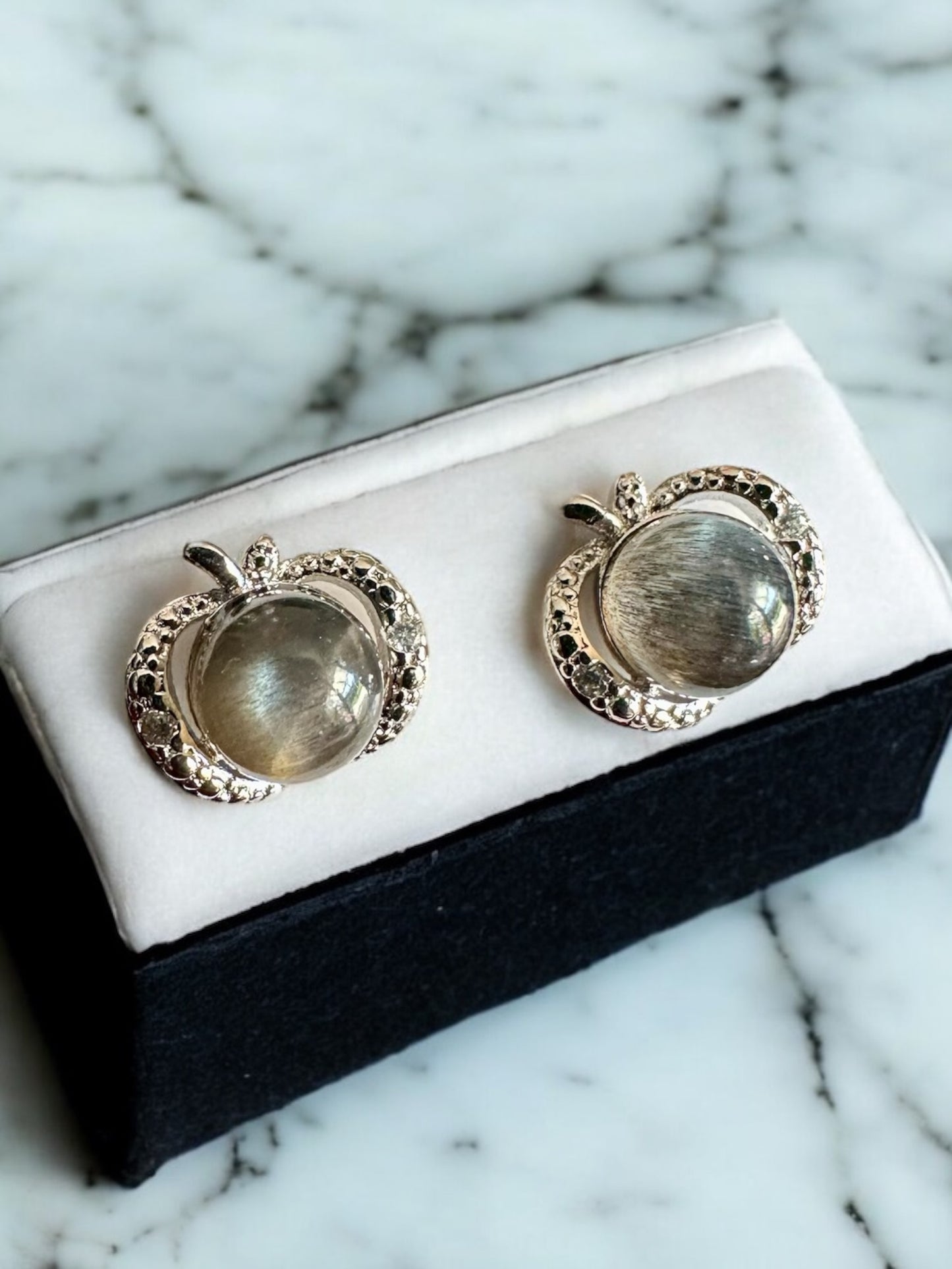 Boucles d’oreilles labradorite pomme