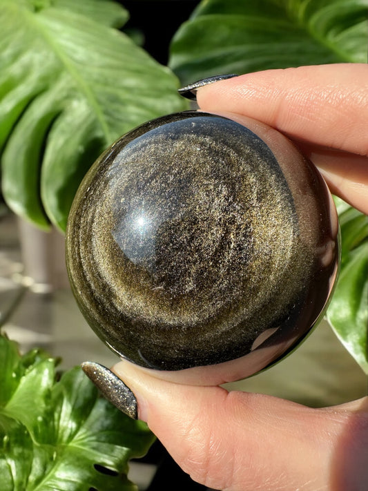 Sphere obsidienne dorée 39