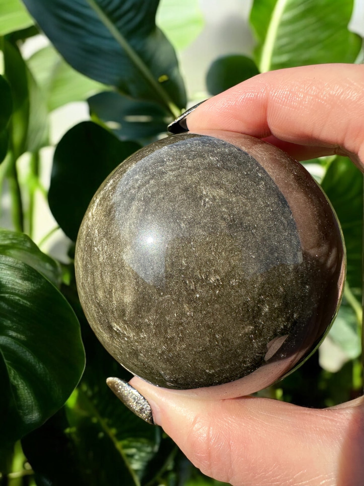 Sphere obsidienne dorée 36