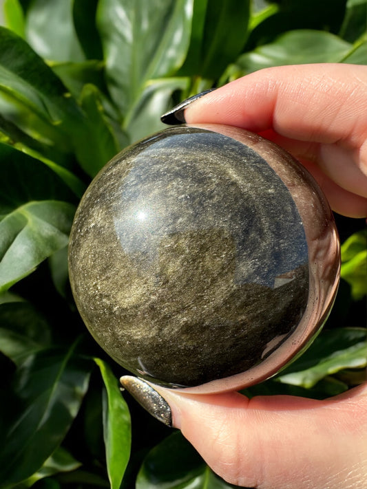 Sphere obsidienne dorée 36