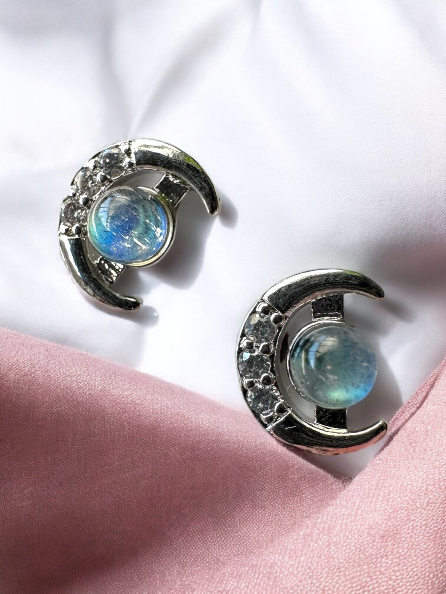 Boucles d’oreilles labradorite lune