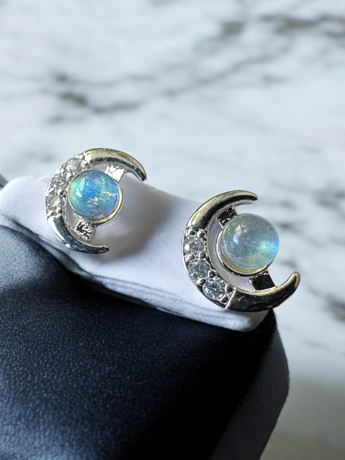 Boucles d’oreilles labradorite lune