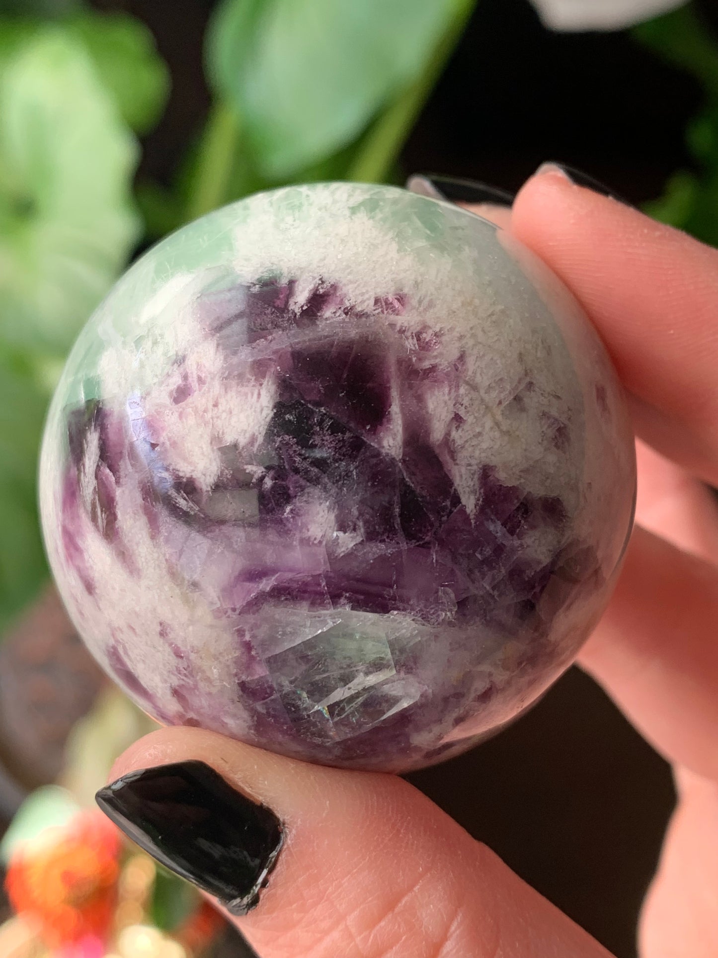 Sphere fluorite neige / plume