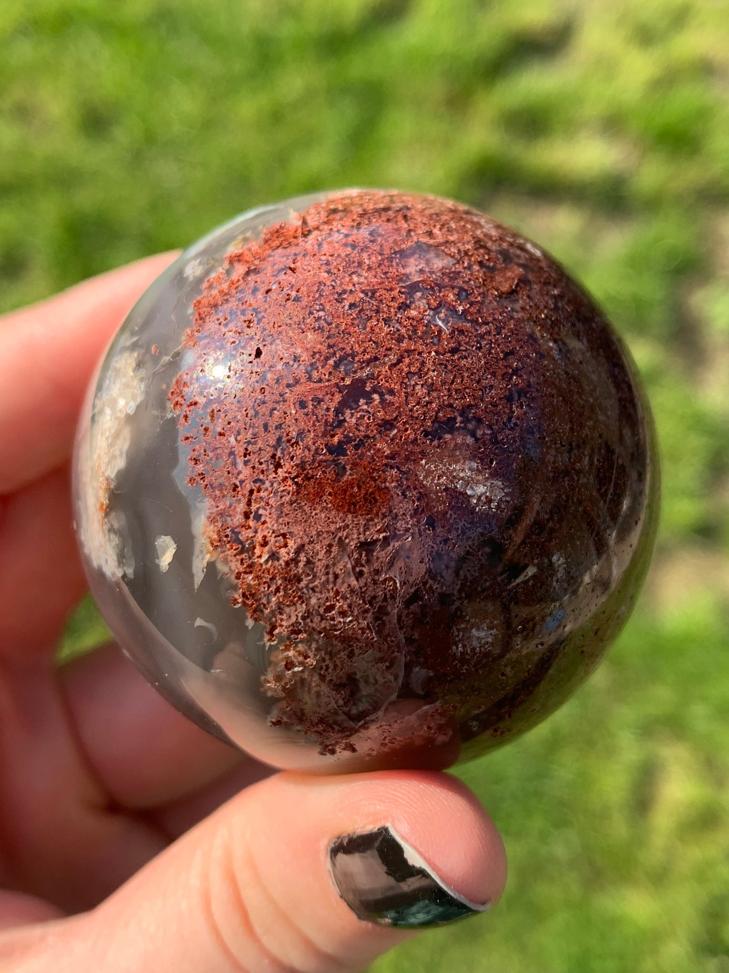 Sphère agate mousse rouge