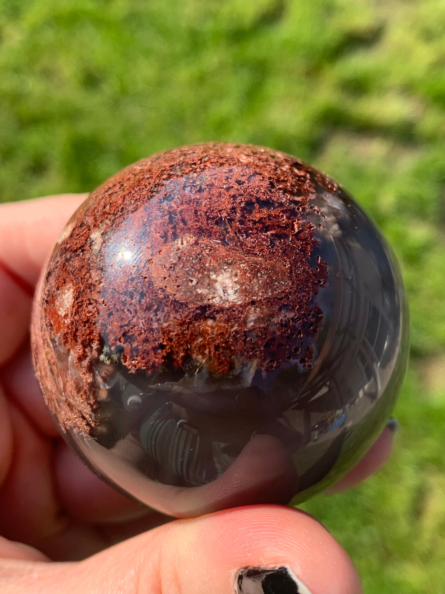 Sphère agate mousse rouge