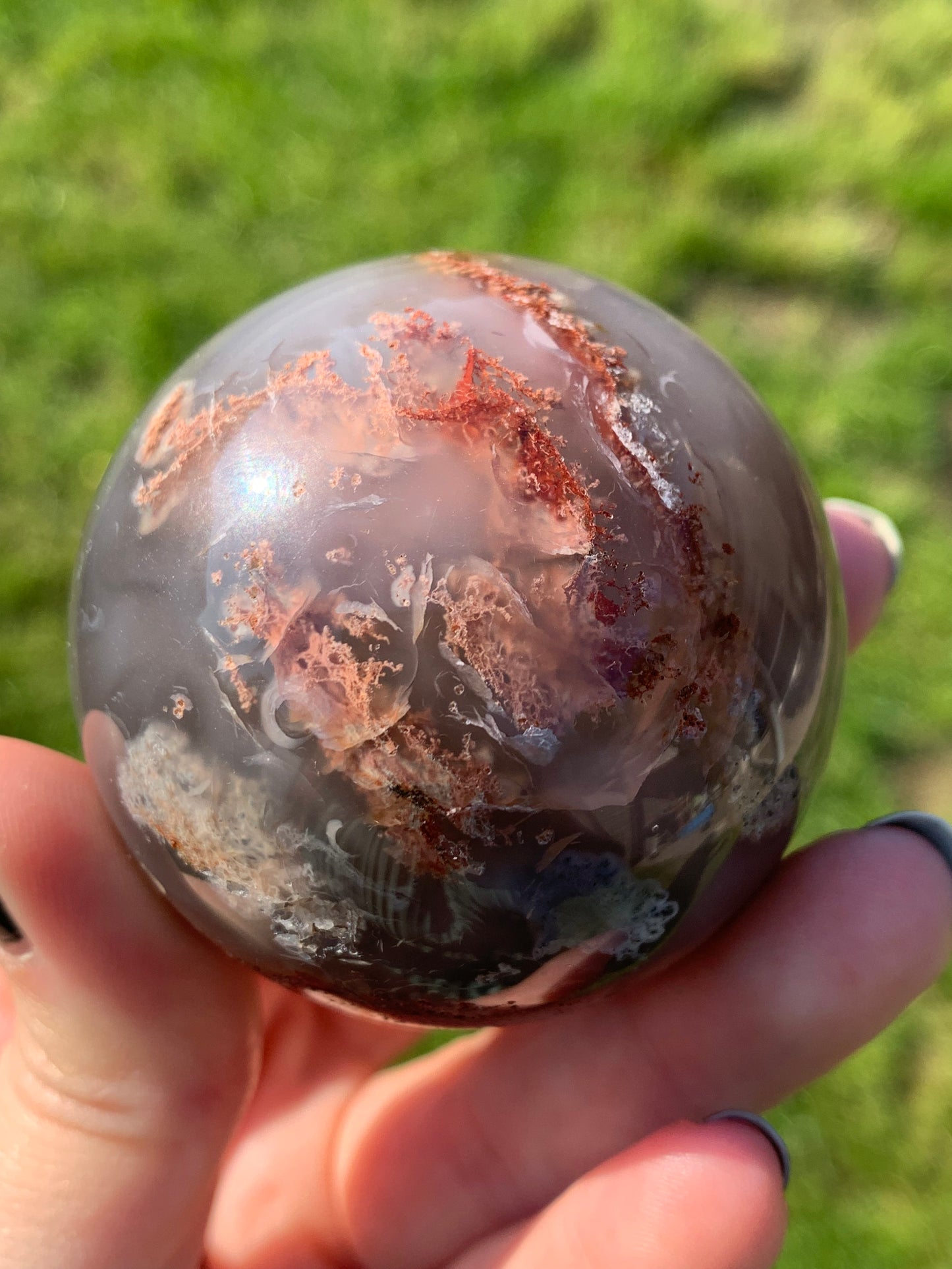 Sphère agate mousse rouge