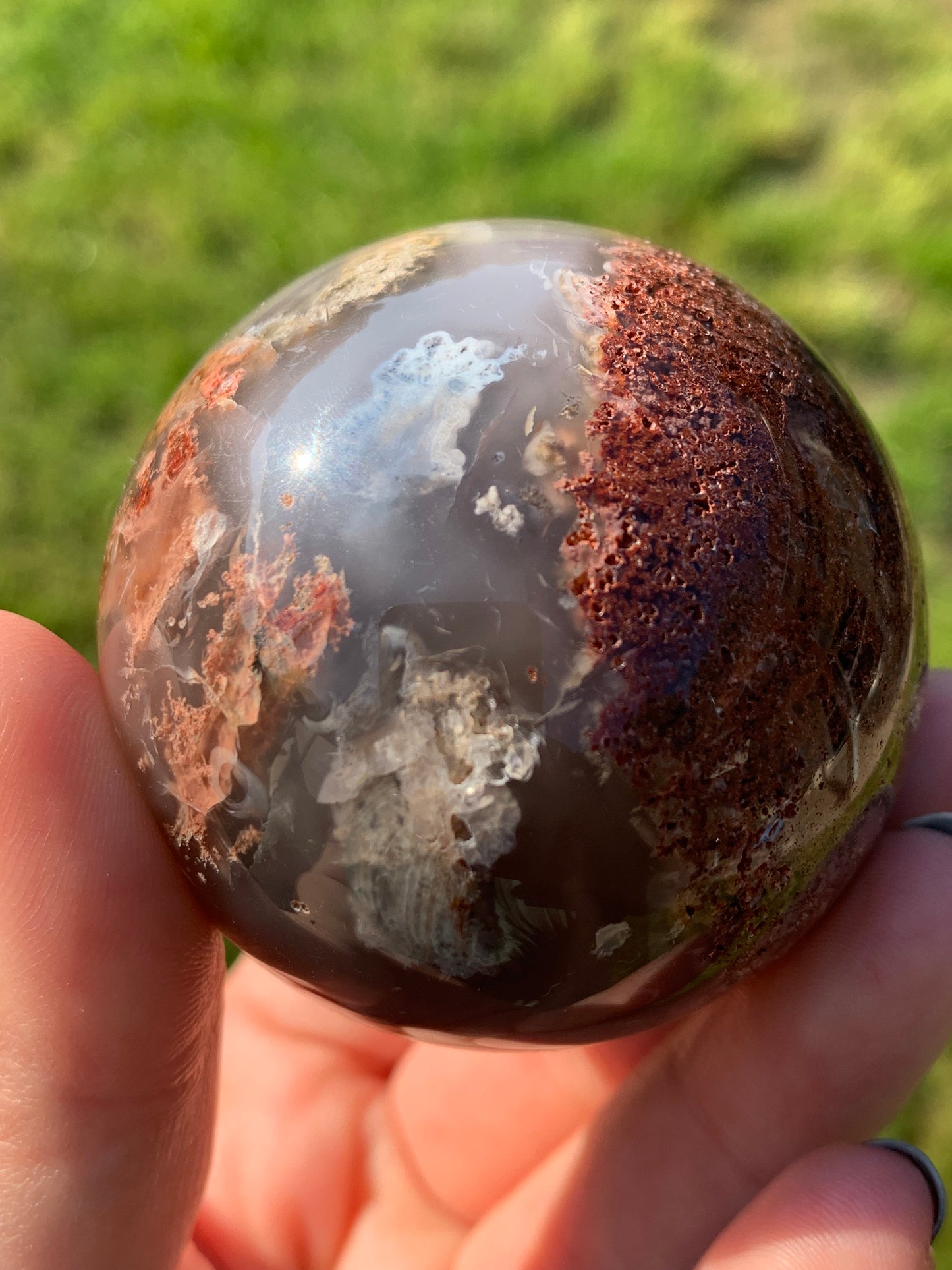 Sphère agate mousse rouge