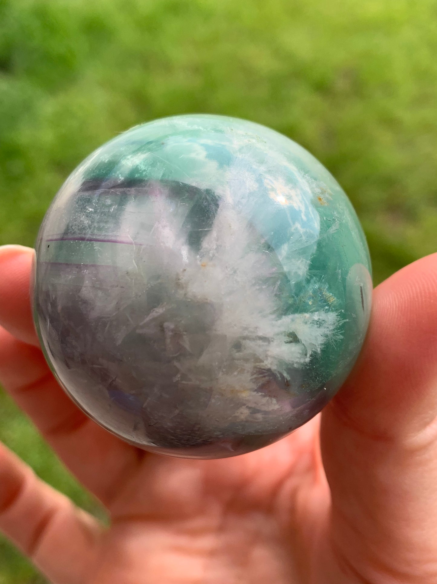 Sphere fluorite neige / plume 1