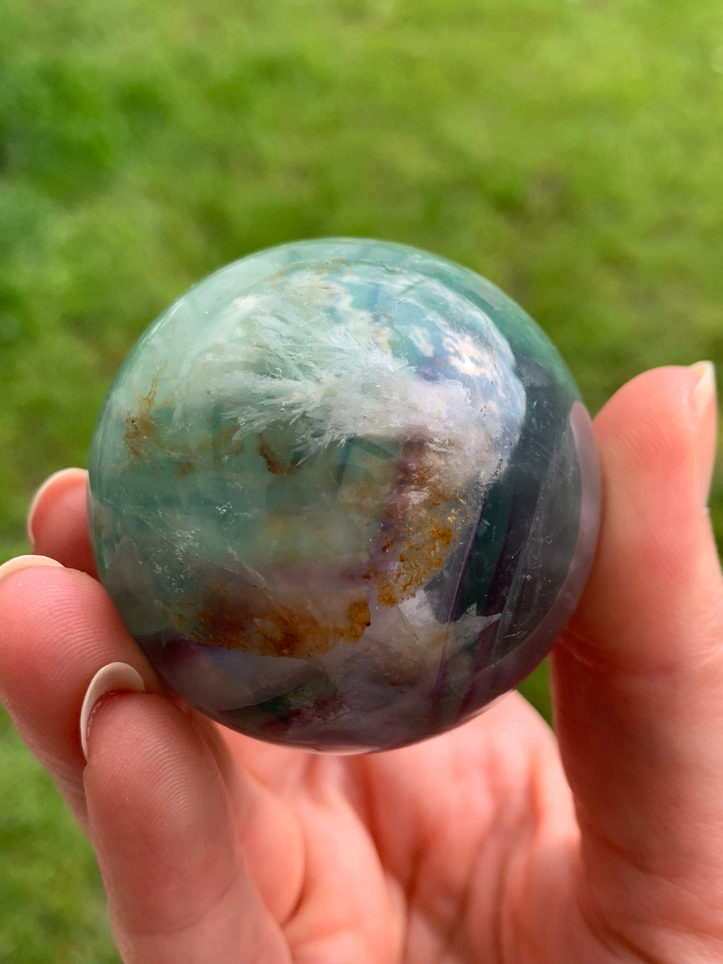 Sphere fluorite neige / plume 1