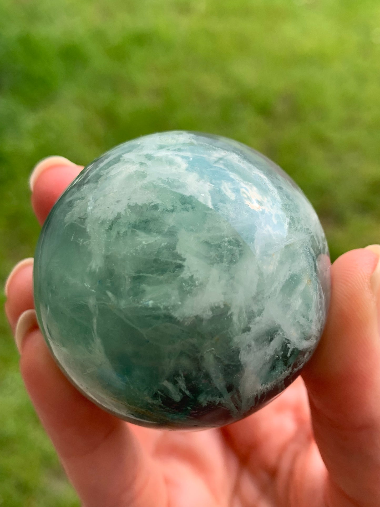 Sphere fluorite neige / plume 1