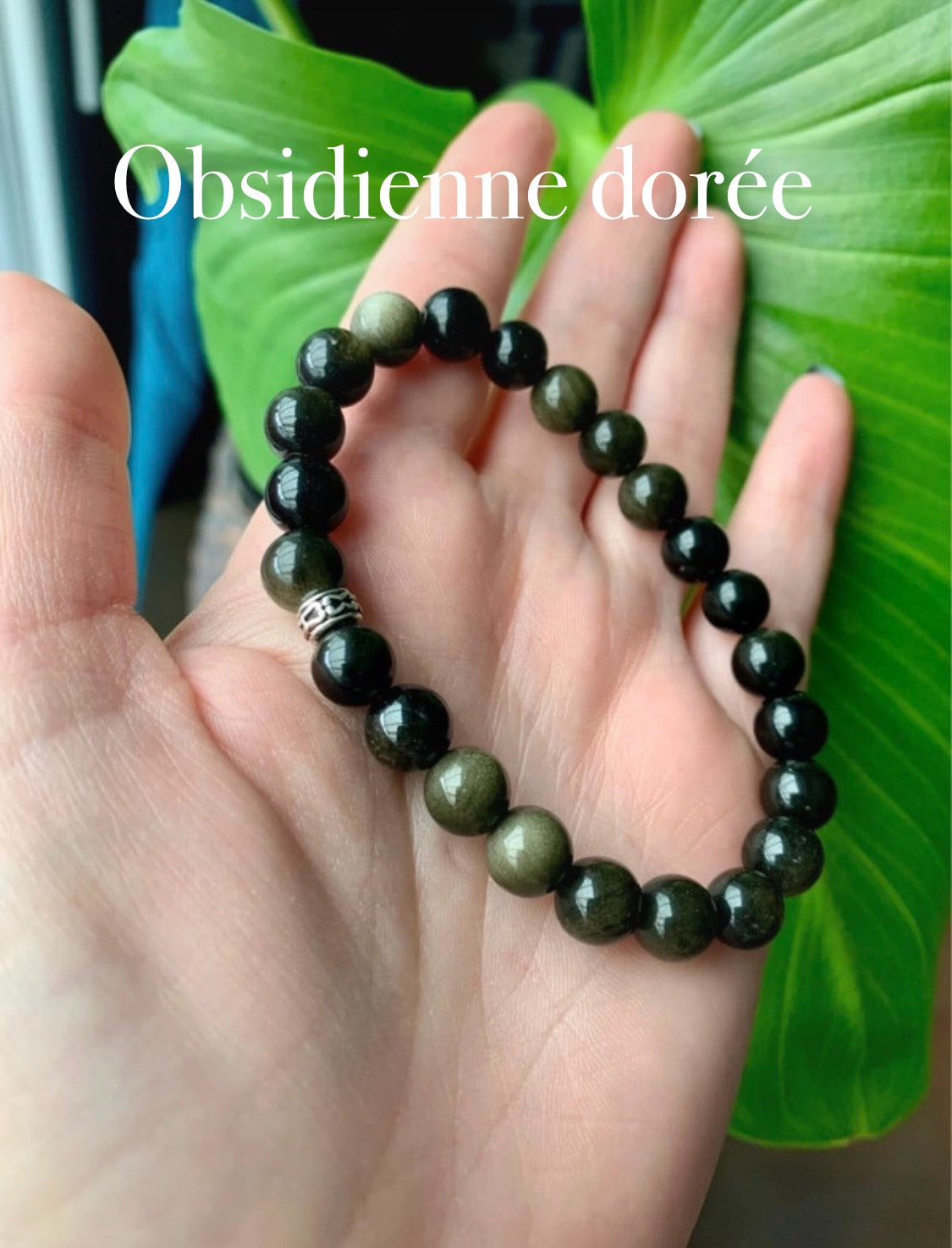 Bracelet en Obsidienne Dorée